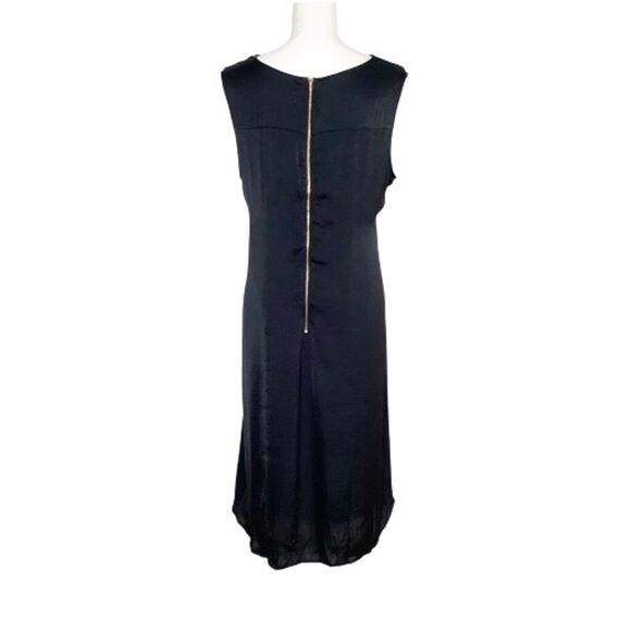 Ellos Black Sleeveless Pleated Front Knee Length Shift Dress Large - Picture 3 of 6